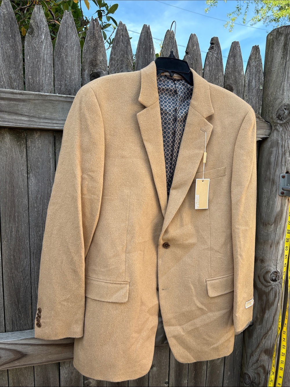 Michael Kors 42L tan camel hair blazer. NWT!!
